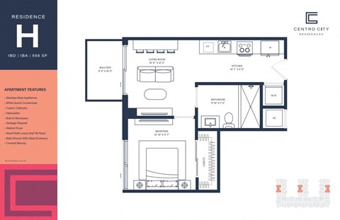 A floor plan for a residence at Centro City Residences.